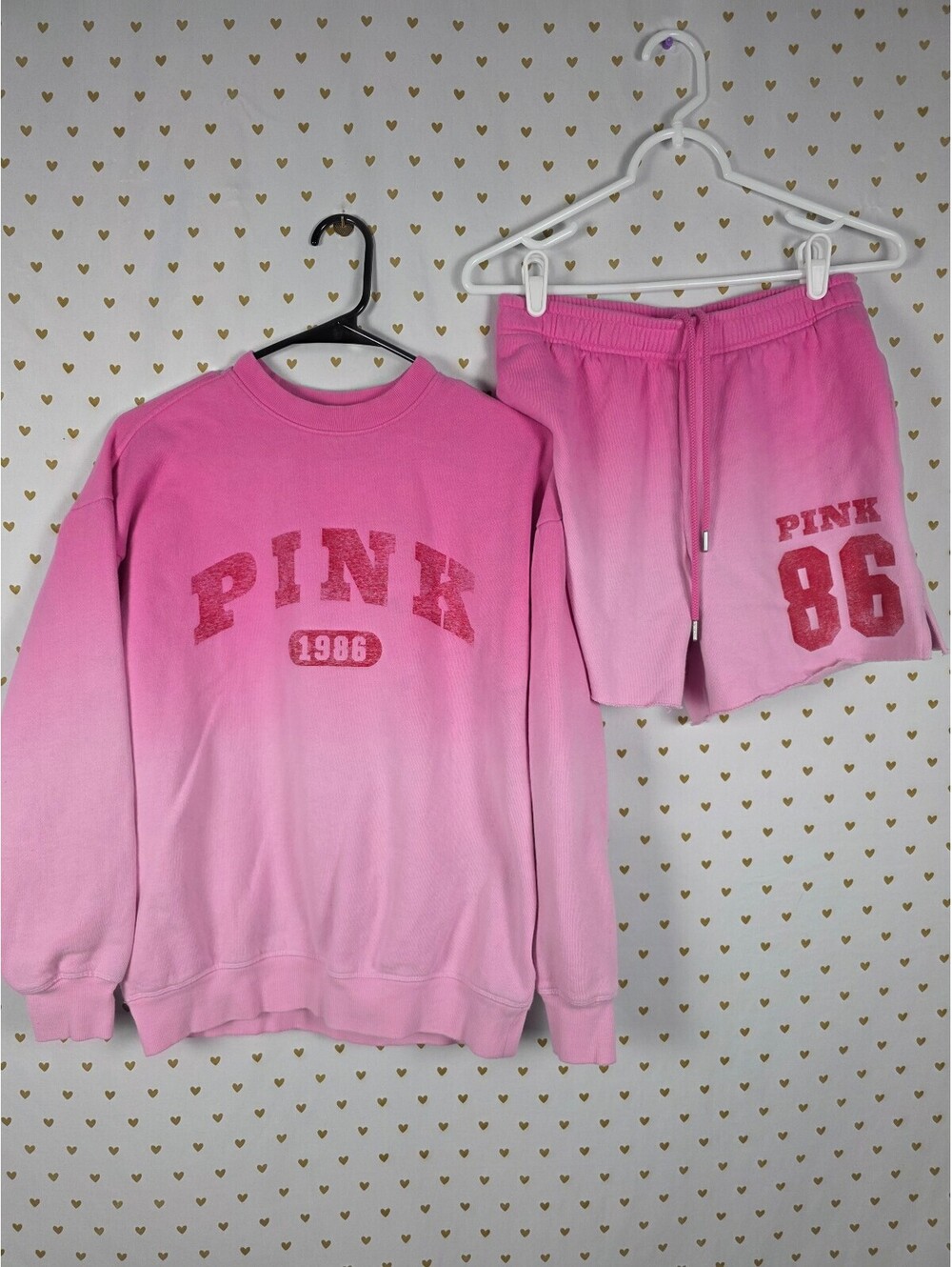 Victorias Secret Pink Logo Gradient Sweater Shorts SET outfit XS